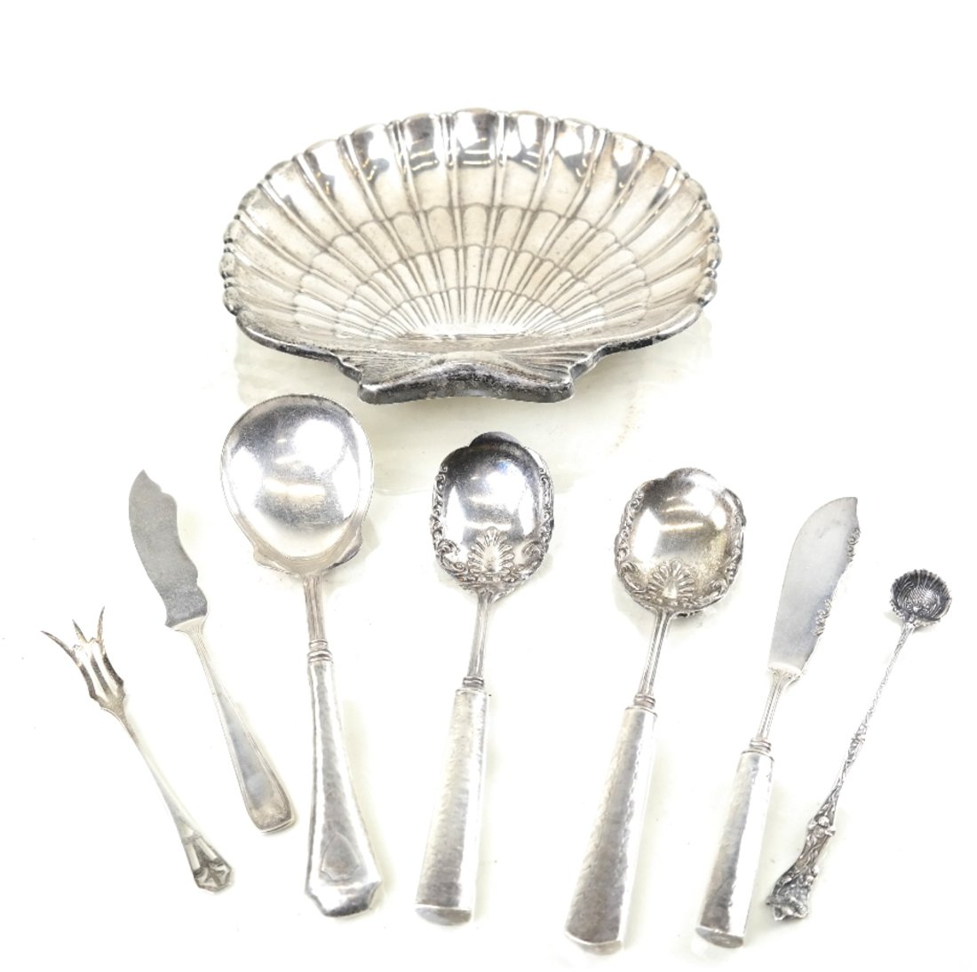 American Sterling Shell Dish & 7 Utensil (1 of 8)