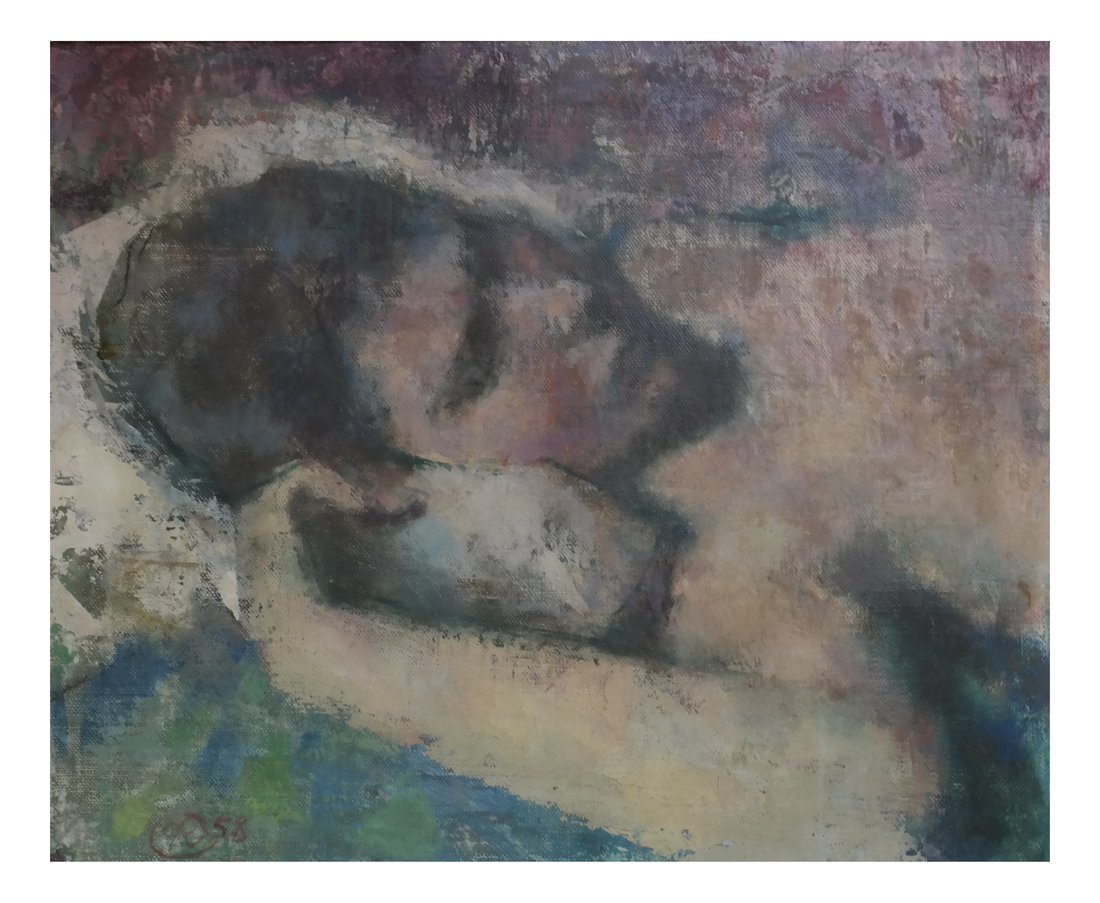 Reclining Nude, Oil on Canvas: Reclining Nude,oil on canvas, signed with monogram lower left, 58.