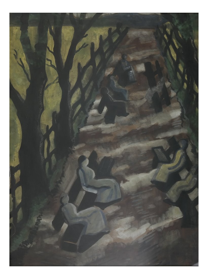Modernist Gouache Park Scene (1 of 6)