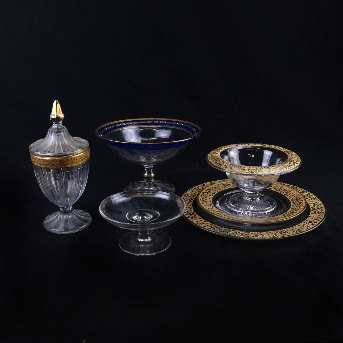 Six Gilt Rimmed Glass Table Articles (1 of 10)