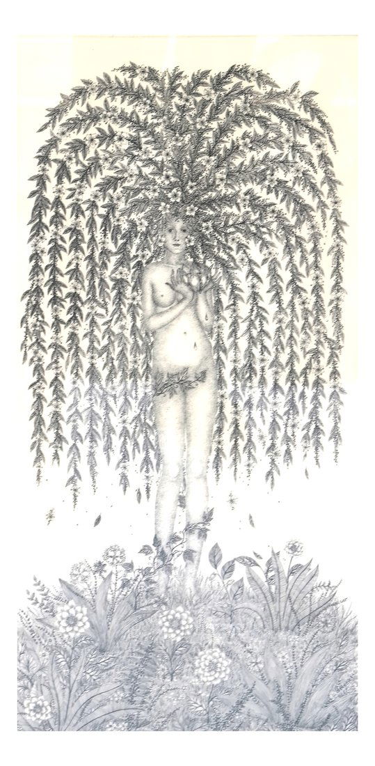 Cuca Romley, Female Nude, Print: Cuca Romley print, signed in pencil in the lower right corner. "85/200" in pencil in the lower left corner. [Sight: 25" H x 13" W; Frame: 35" H x 22 3/4" W]. Matte burn.