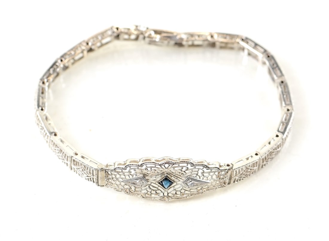14K Gold & Diamond Art Deco Bracelet (1 of 5)