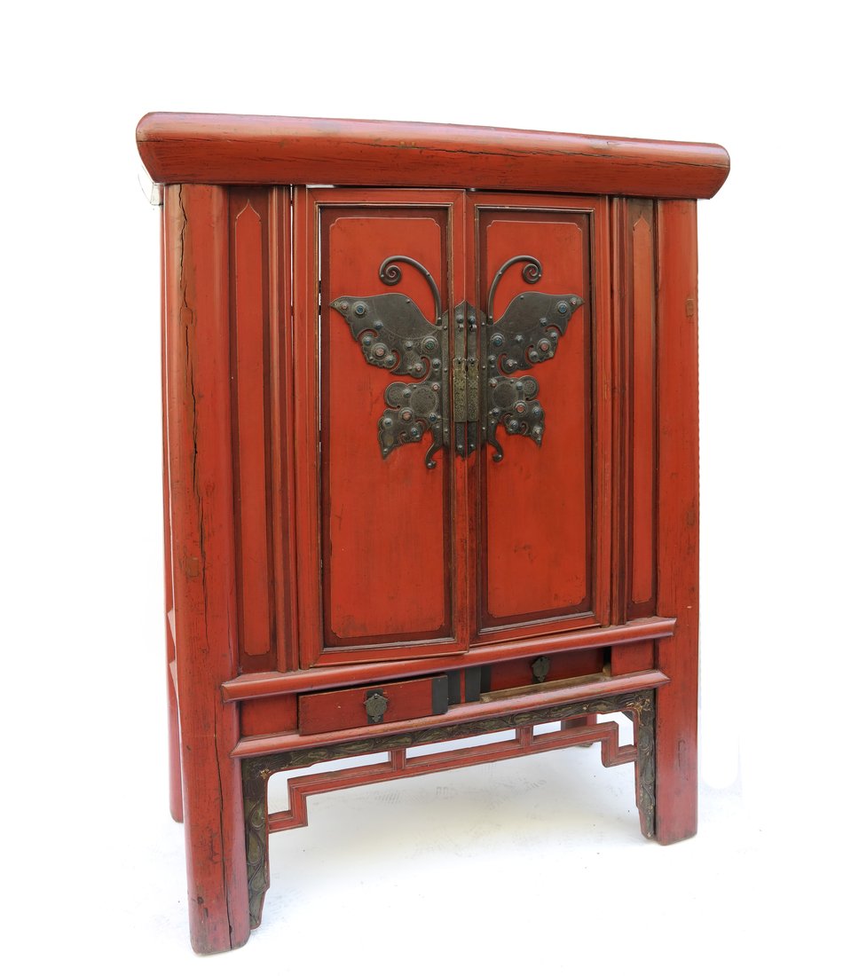 Asian Style Red Lacquered Cabinet (1 of 9)