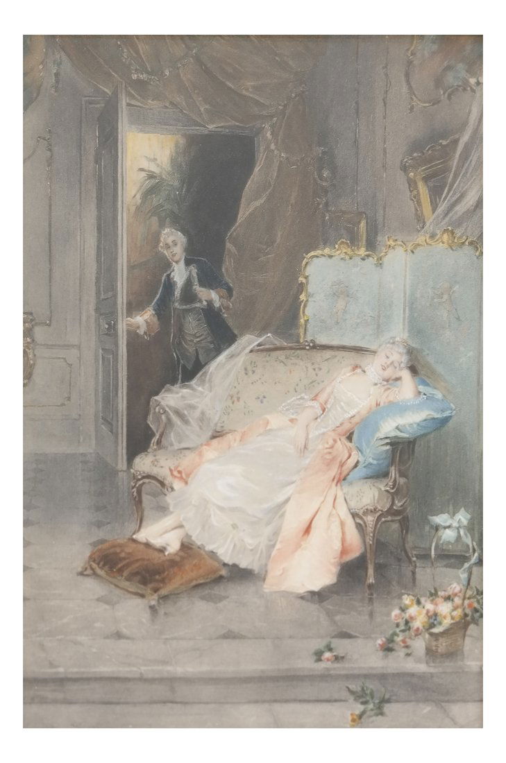 French 18th Century Mixed Media Print (1 of 5)