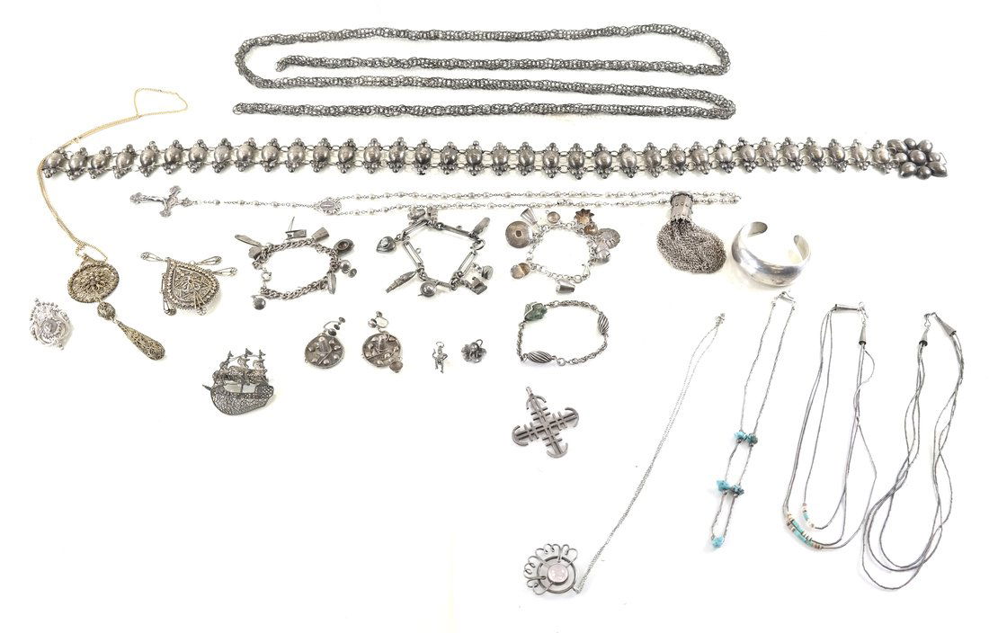 Twenty Silver Various Jewelry Items (1 of 10)