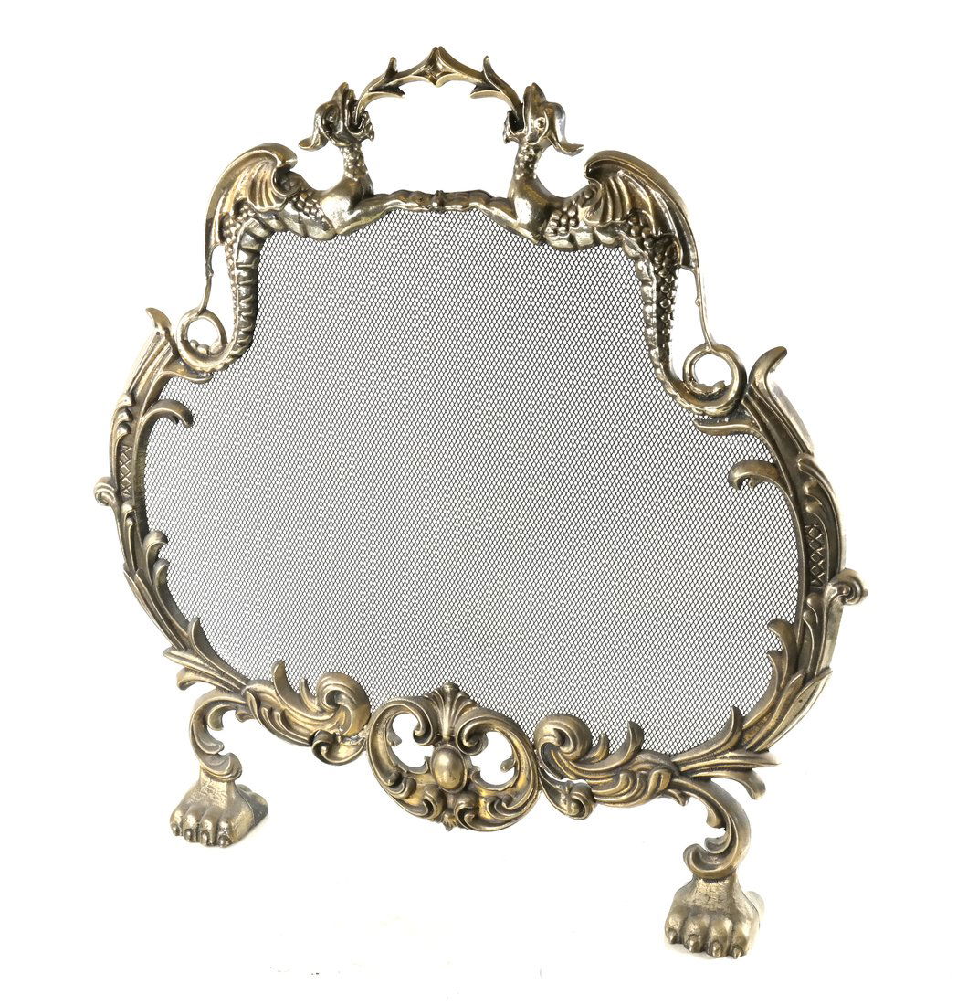 Antique Cartouche Form Brass Firescreen (1 of 8)