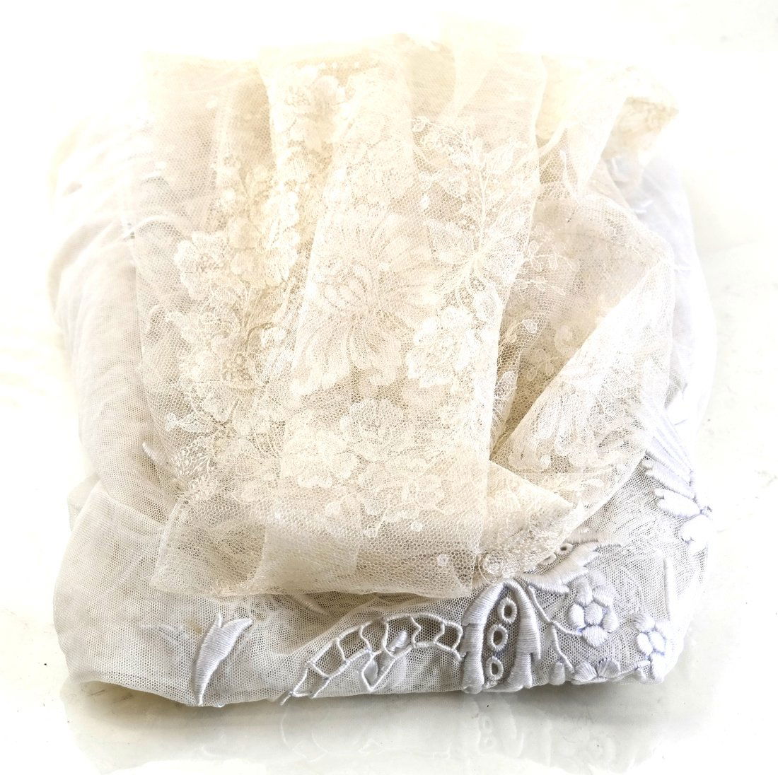 Two Antique Lace Fragments: Two antique lace fragments. [Approximately: 94" L]. Good but delicate condition.