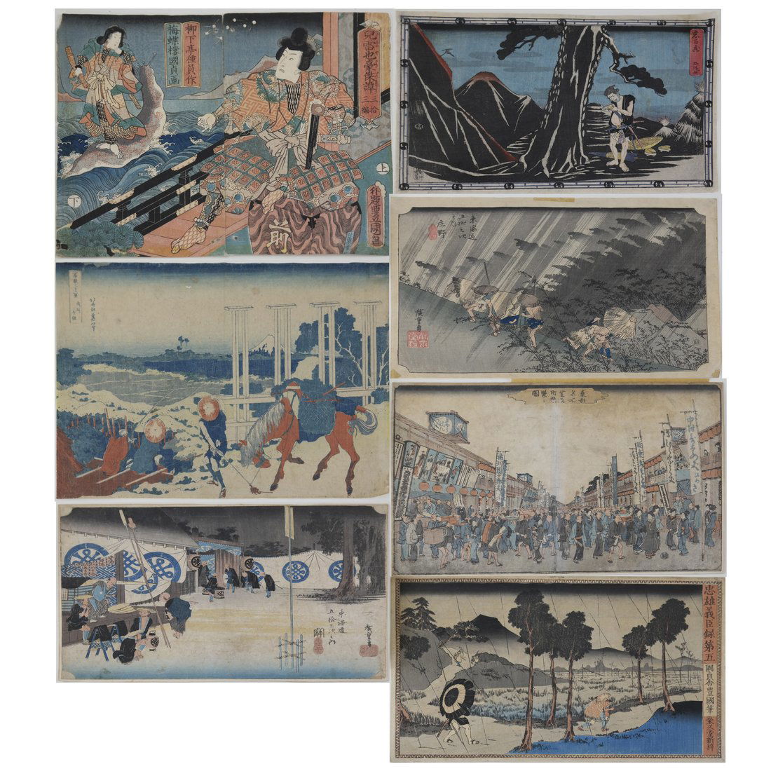 Seven Japanese Woodblock Prints (1 of 8)