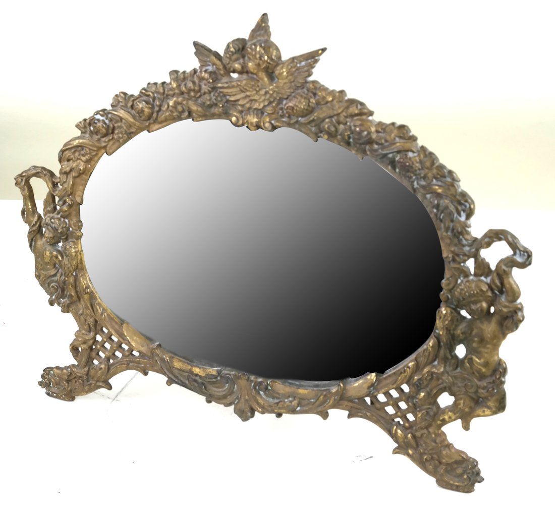Gilt Metal Oval Vanity Mirror (1 of 5)