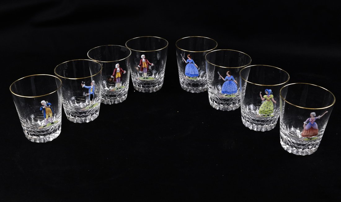 Eight Crystal and Enamel Tumblers (1 of 8)