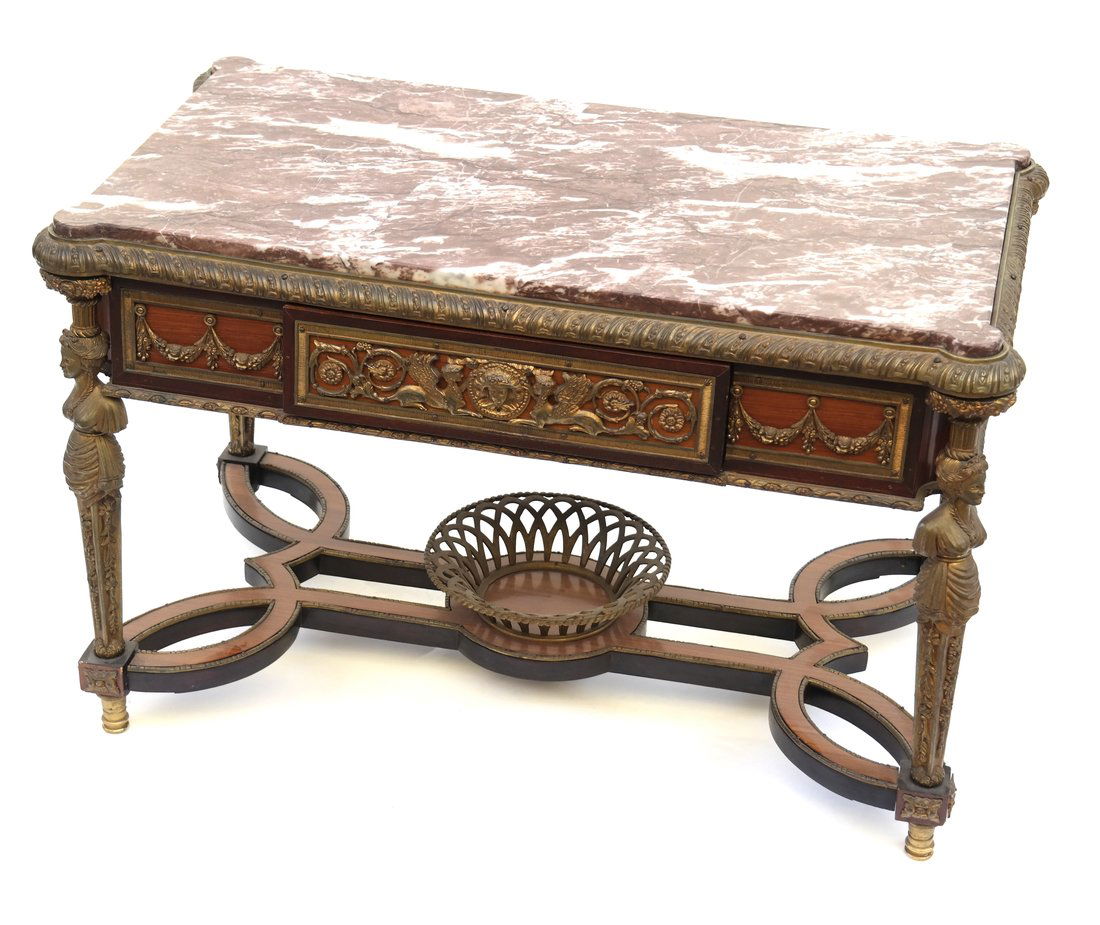 Empire-Style Bronze & Marble Top Table (1 of 9)