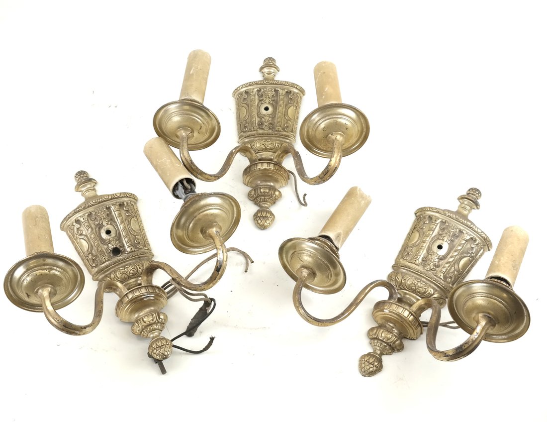 Three Gilt Metal Wall Sconces (1 of 7)