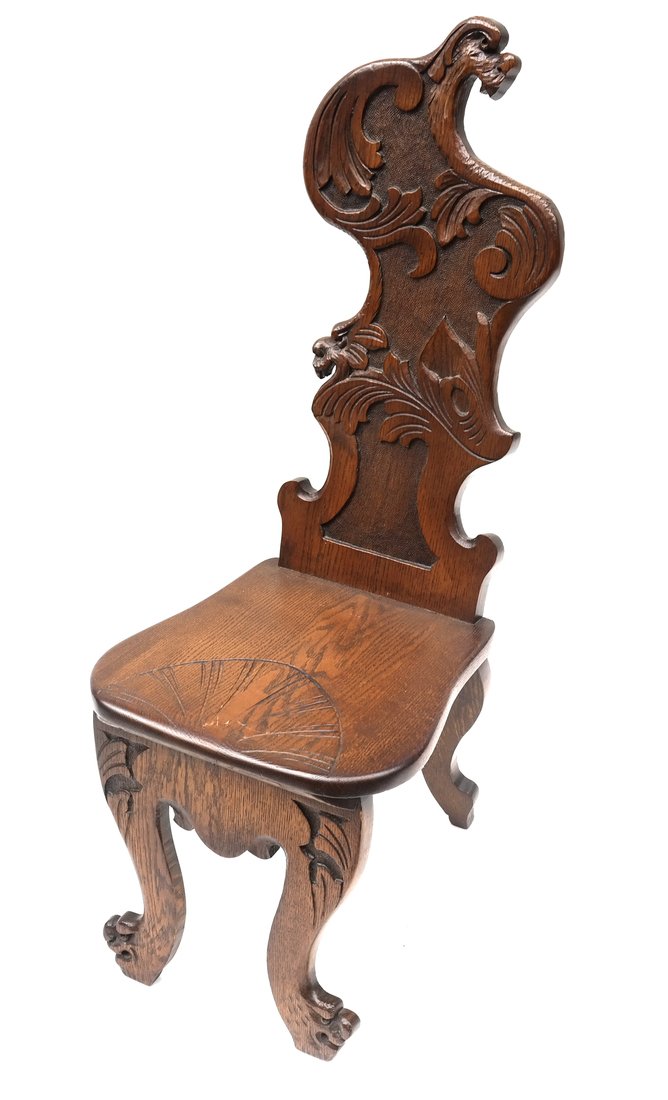 Carved Walnut Hall Chair (1 of 6)
