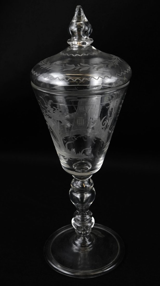 Antique Etched Glass Goblet (1 of 7)