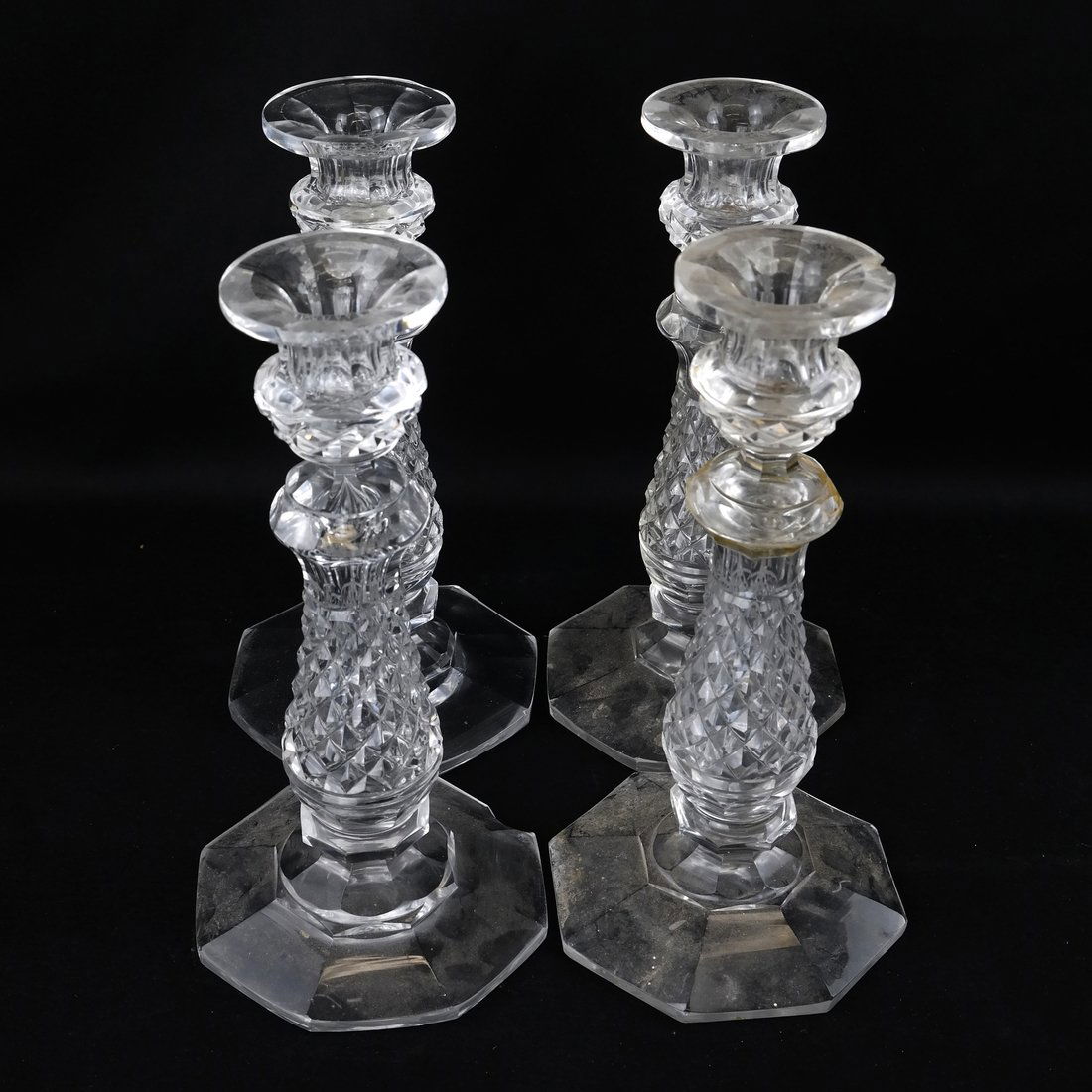 Set of Four Cut Glass Candle Sticks (1 of 6)