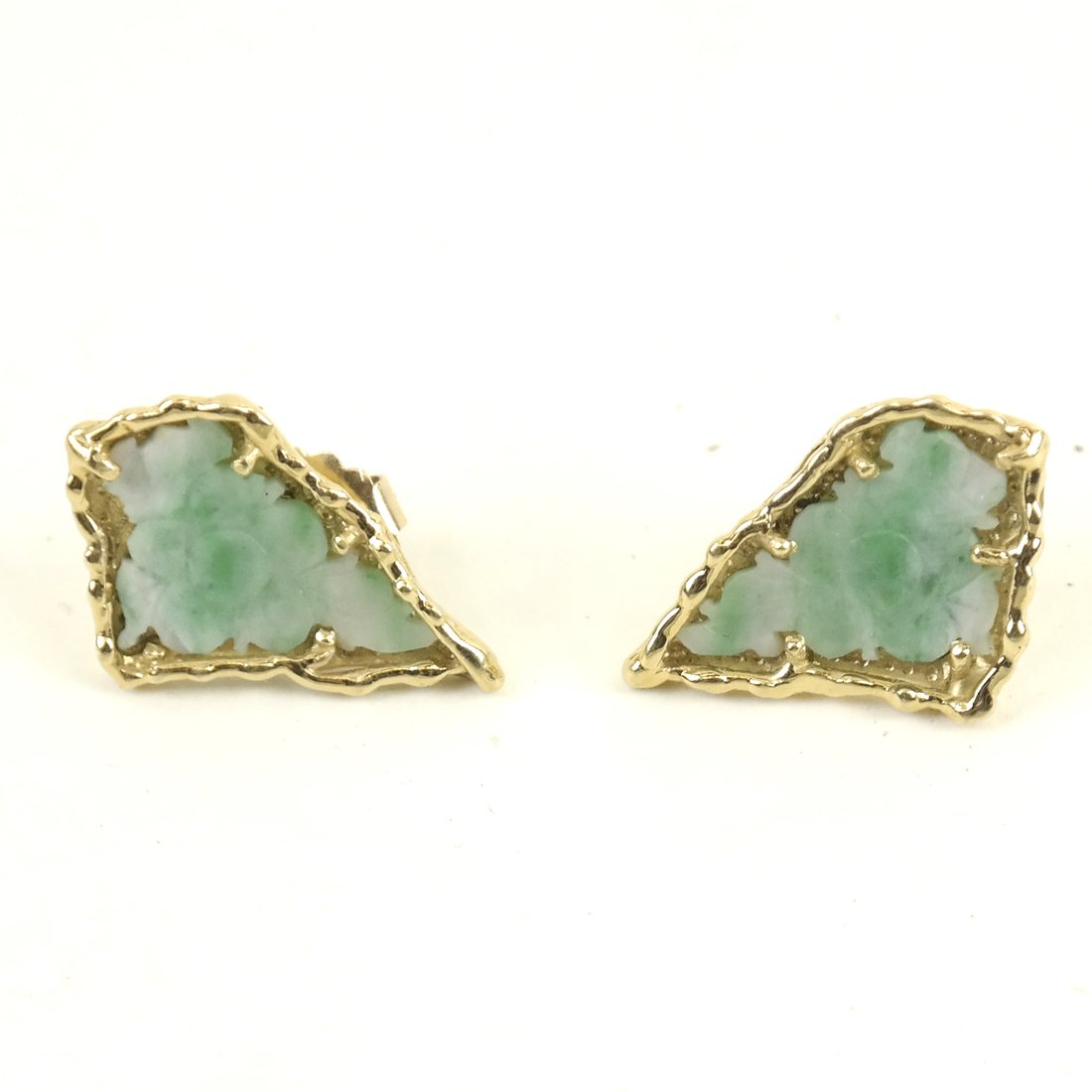 Pair 14K Gold & Jade Earrings (1 of 4)