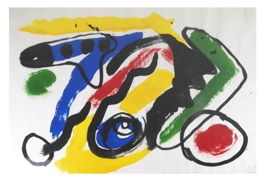 Modernist Abstract Scene, Oil on Paper (1 of 5)