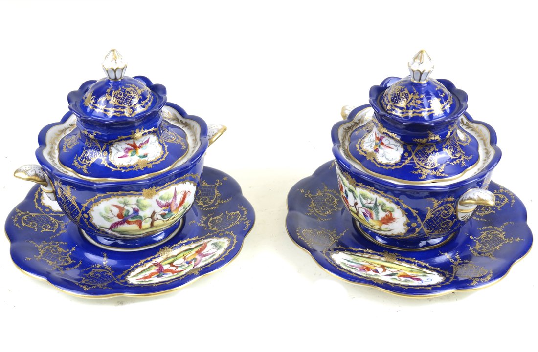 Pair Paris Porcelain Covered Bowls (1 of 7)