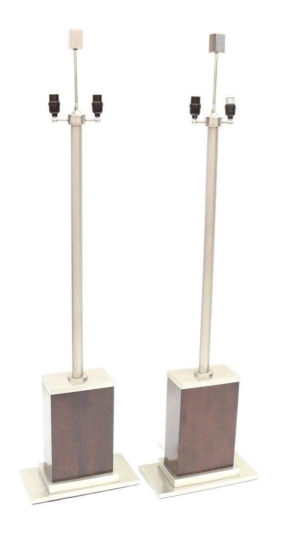 Pair of Brushed Steel Floor Lamps (1 of 8)