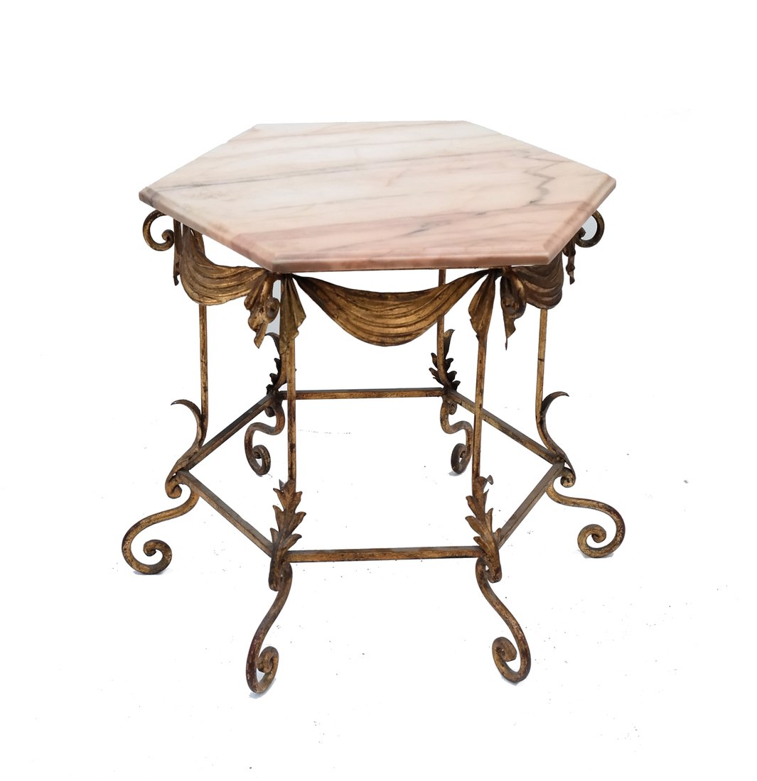 Gilt Hexagonal Marble Top Table (1 of 7)