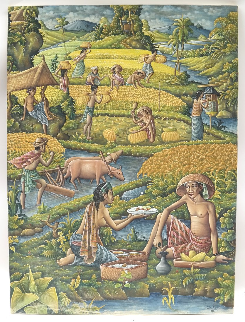 J.W. Asto, Haitian Villages: J.W. Hasto, Haitian villages. Signed lower right, unframed. [35" x 51"]. Overall good condition.