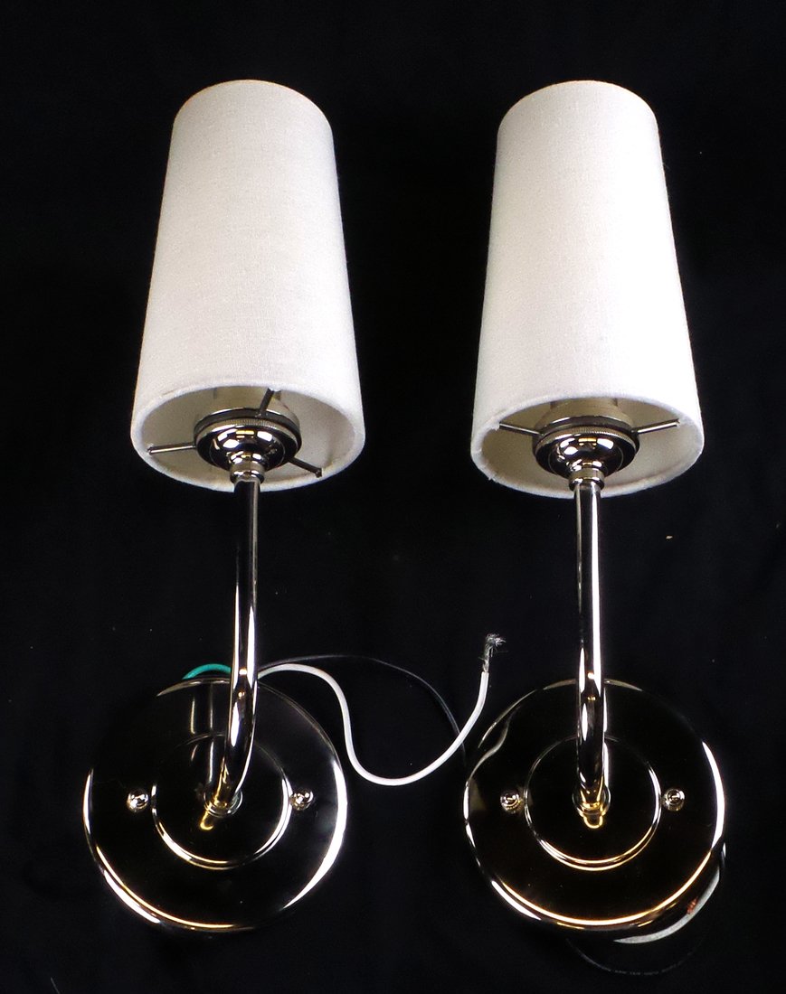 Pair of Modern Chrome Wall Sconces (1 of 4)