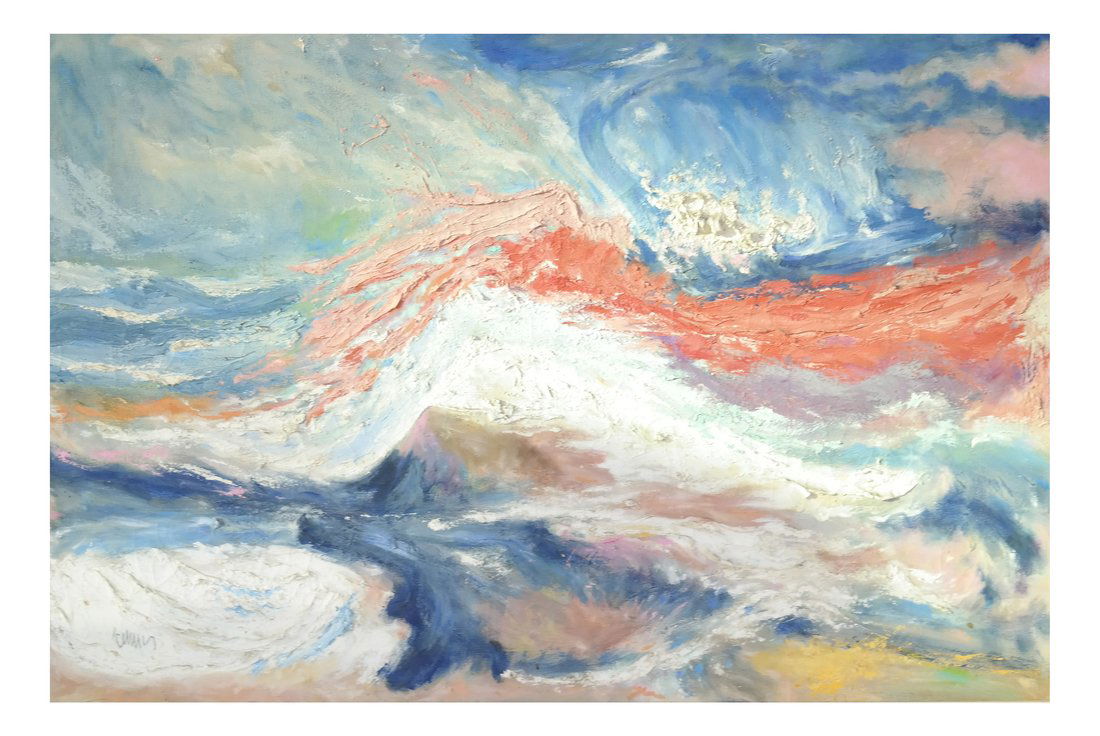 Framed Abstract "Ocean," Oil on Canvas (1 of 7)