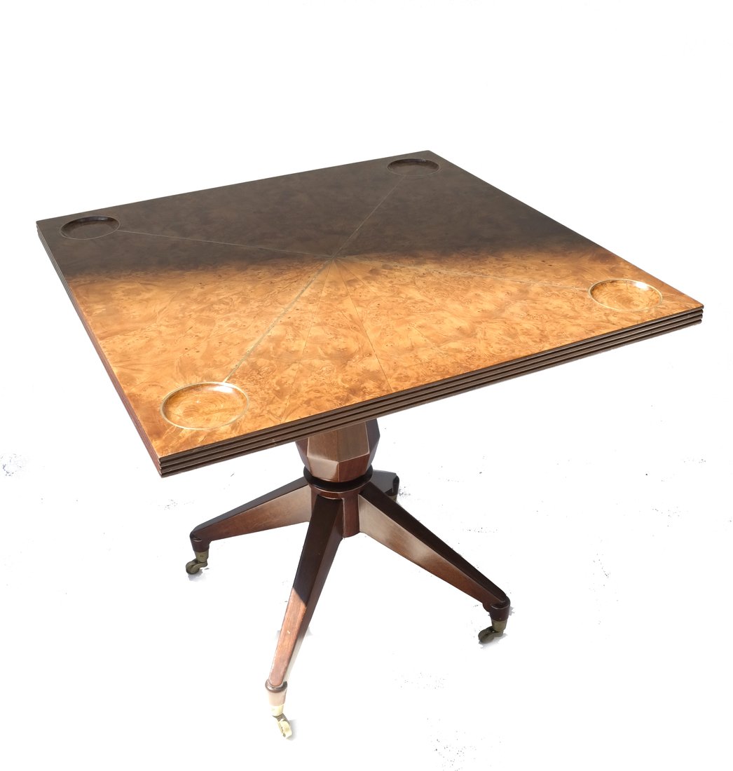 Walnut Burl Wood Square Card Table (1 of 10)