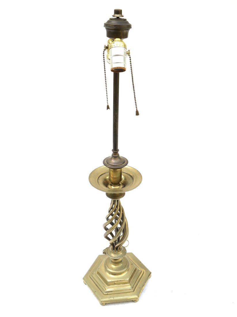 Single Brass Candlestick Lamp (1 of 5)
