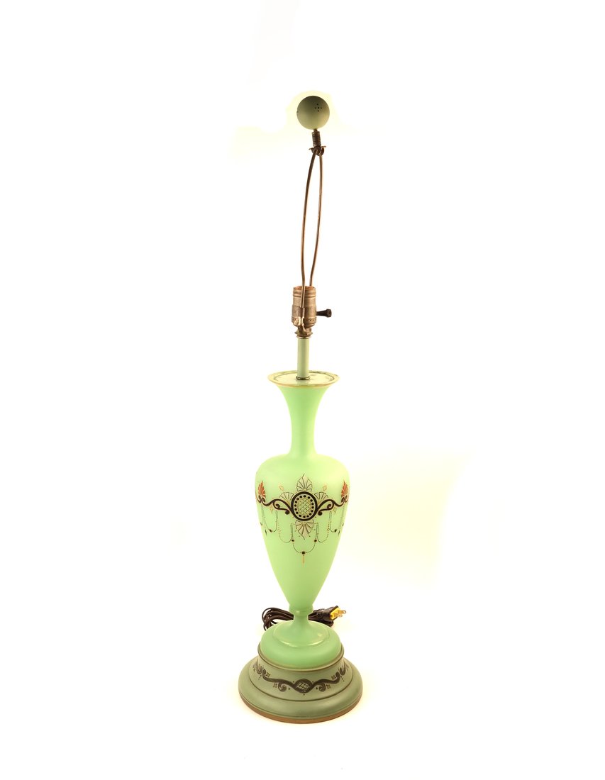 Art Deco-Style Green Opaline Glass Lamp (1 of 5)