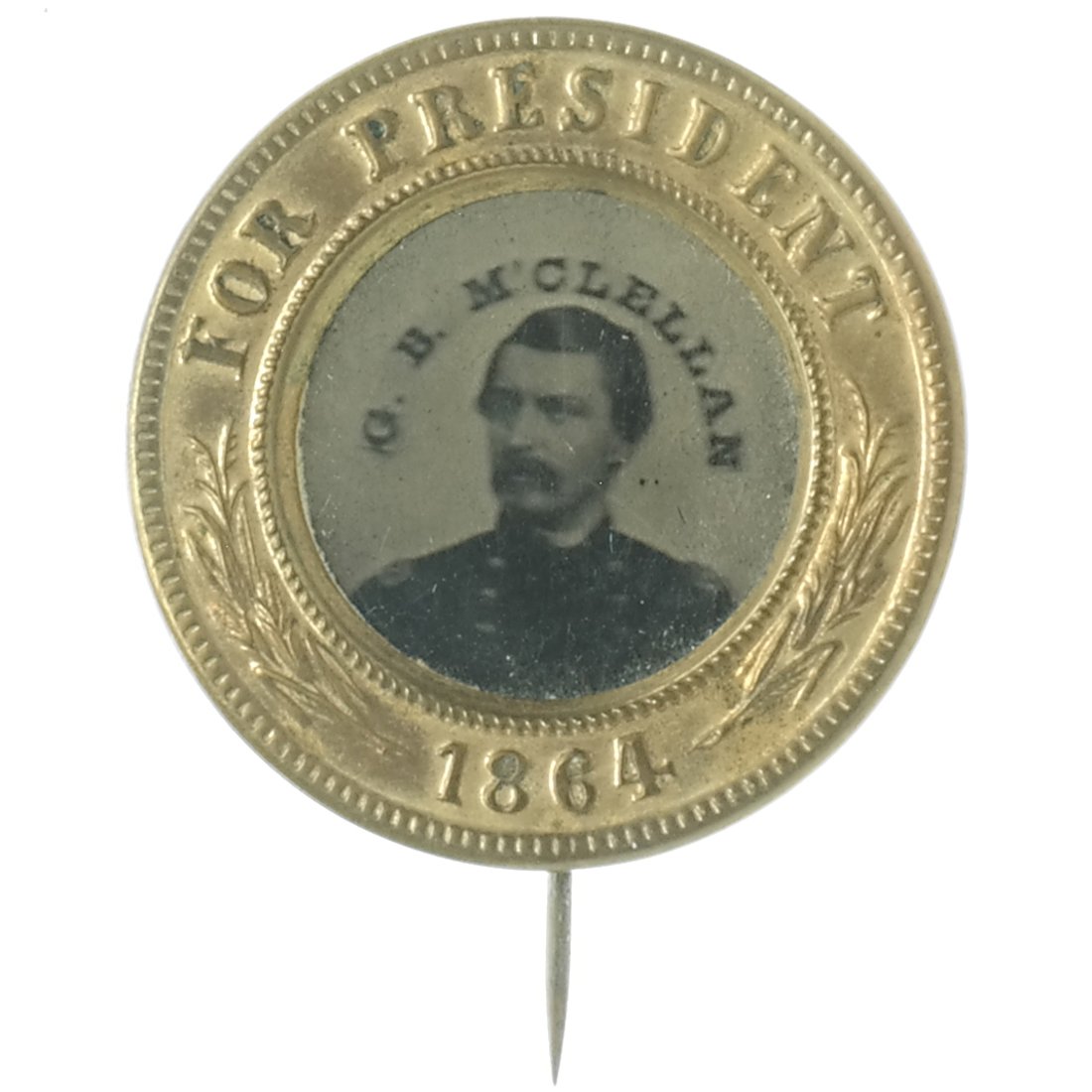 George McClellan 1864 Uniface Ferrotype Pinback (1 of 2)