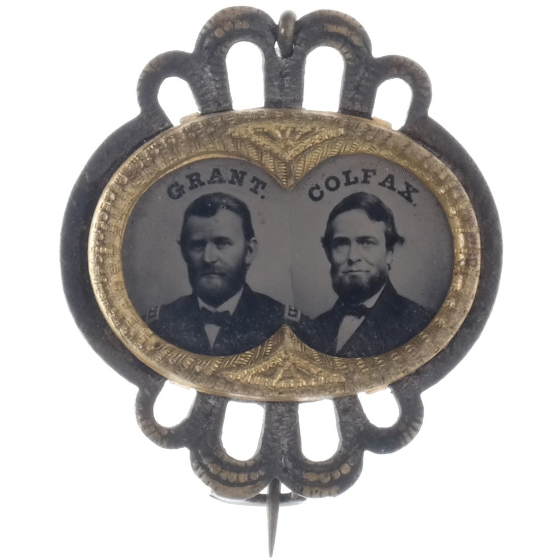 Grant & Colfax 1868 Jugate Ferrotype Pinback (1 of 2)