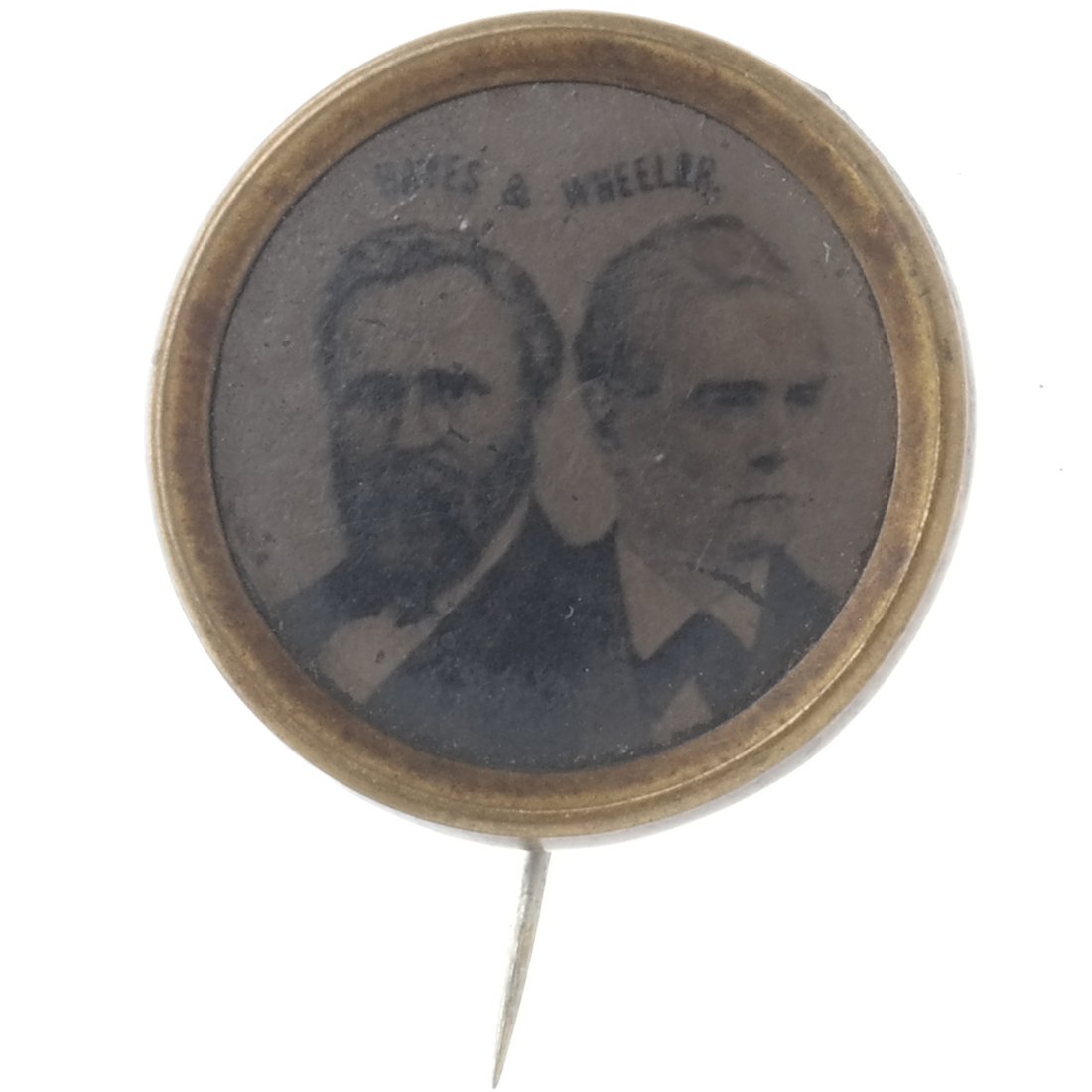 Hayes & Wheeler 1876 Jugate Ferrotype Pinback (1 of 2)