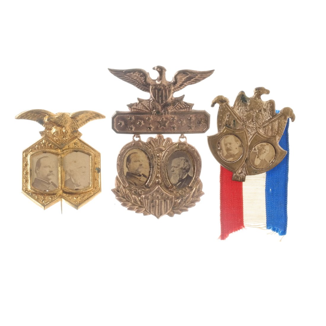 Cleveland & Thurman Three 1888 Jugate Badges (1 of 5)