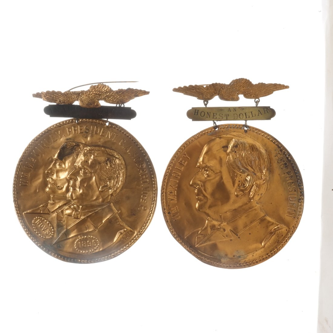 McKinley & Hobart - 1896 Two Large Brass Shell Badges (1 of 7)