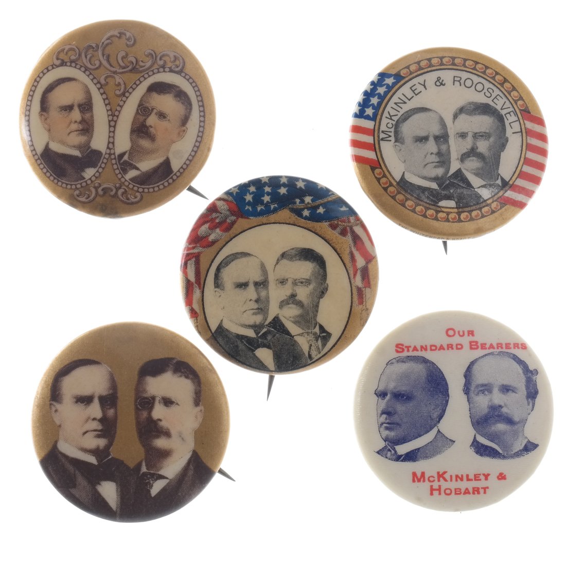 McKinley, Roosevelt, and Hobart  Celluloid Jugates (1 of 7)