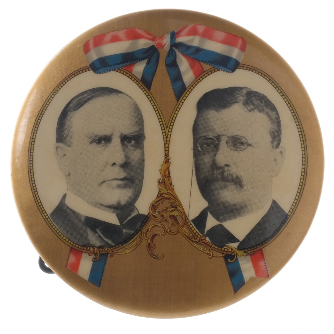 Wm. McKinley & T. Roosevelt - 4" Jugate with Easel (1 of 1)