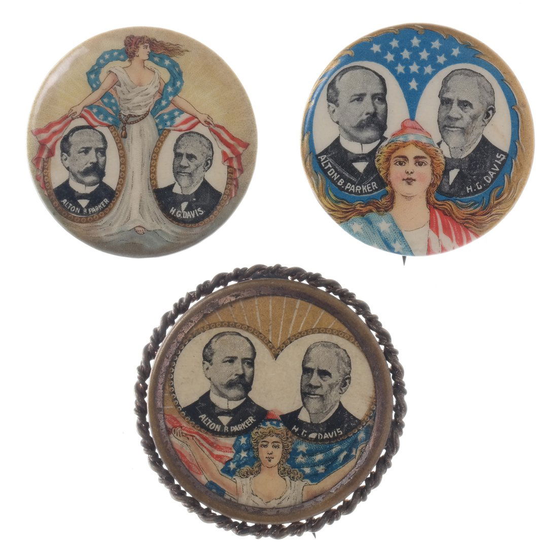 Parker & Davis - Three 1904 "Lady Liberty" Jugates (1 of 4)