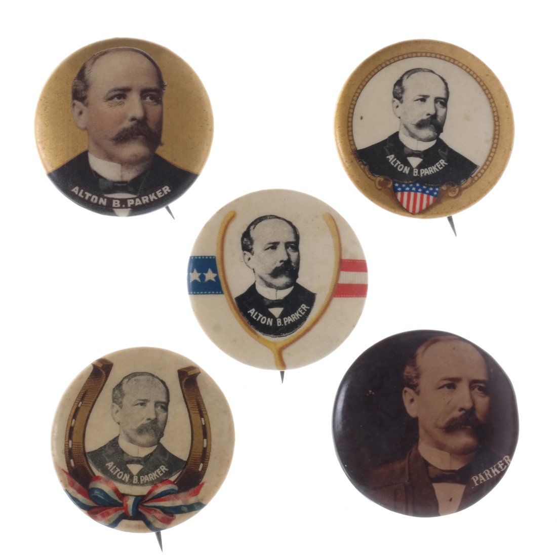 Alton B. Parker - Five 1904 Portrait Buttons (1 of 7)