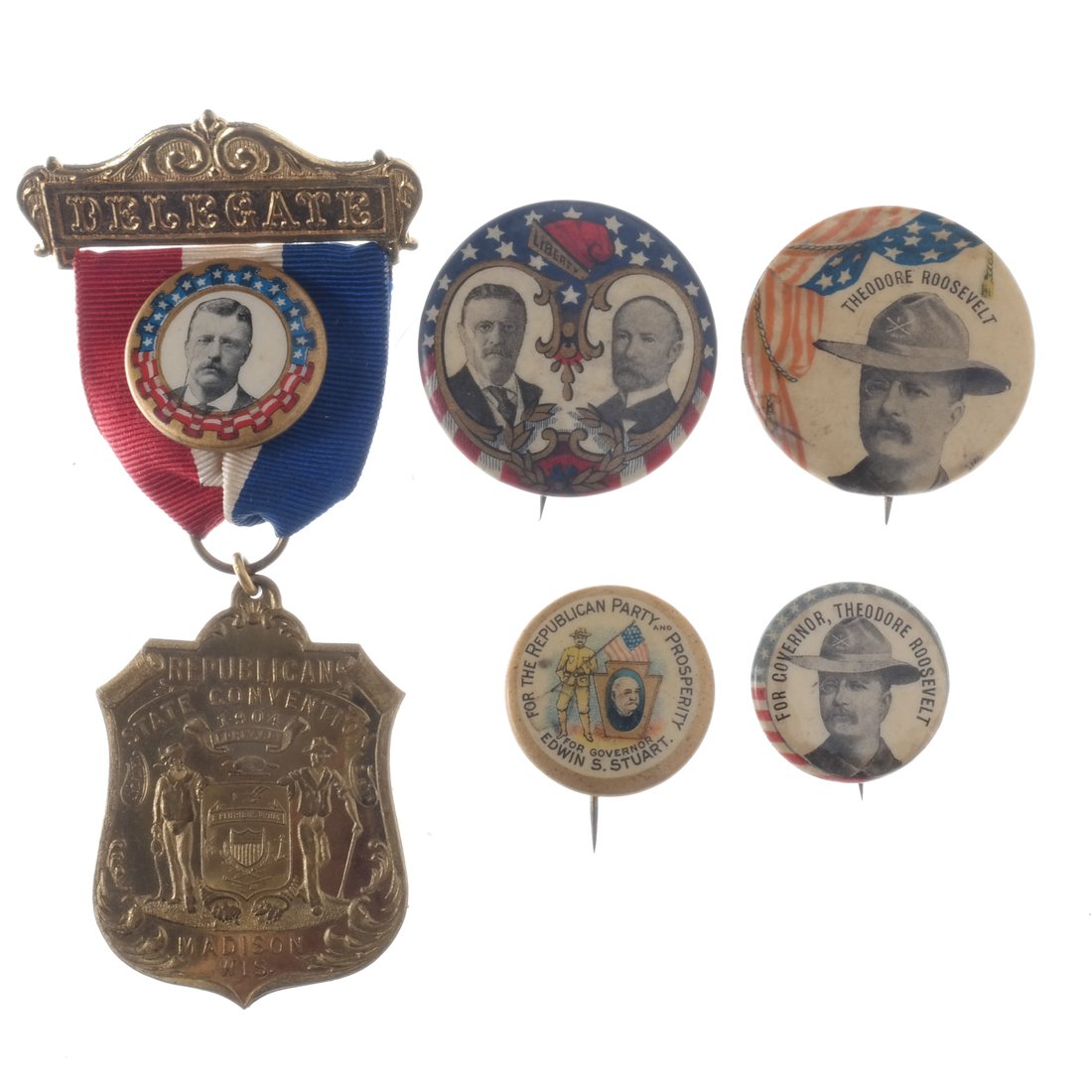 T. Roosevelt - Five Buttons & Badges (1 of 7)