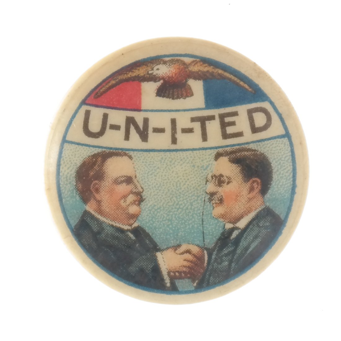 Roosevelt & Taft 1908 "U-N-I-T-E-D" Button (1 of 2)