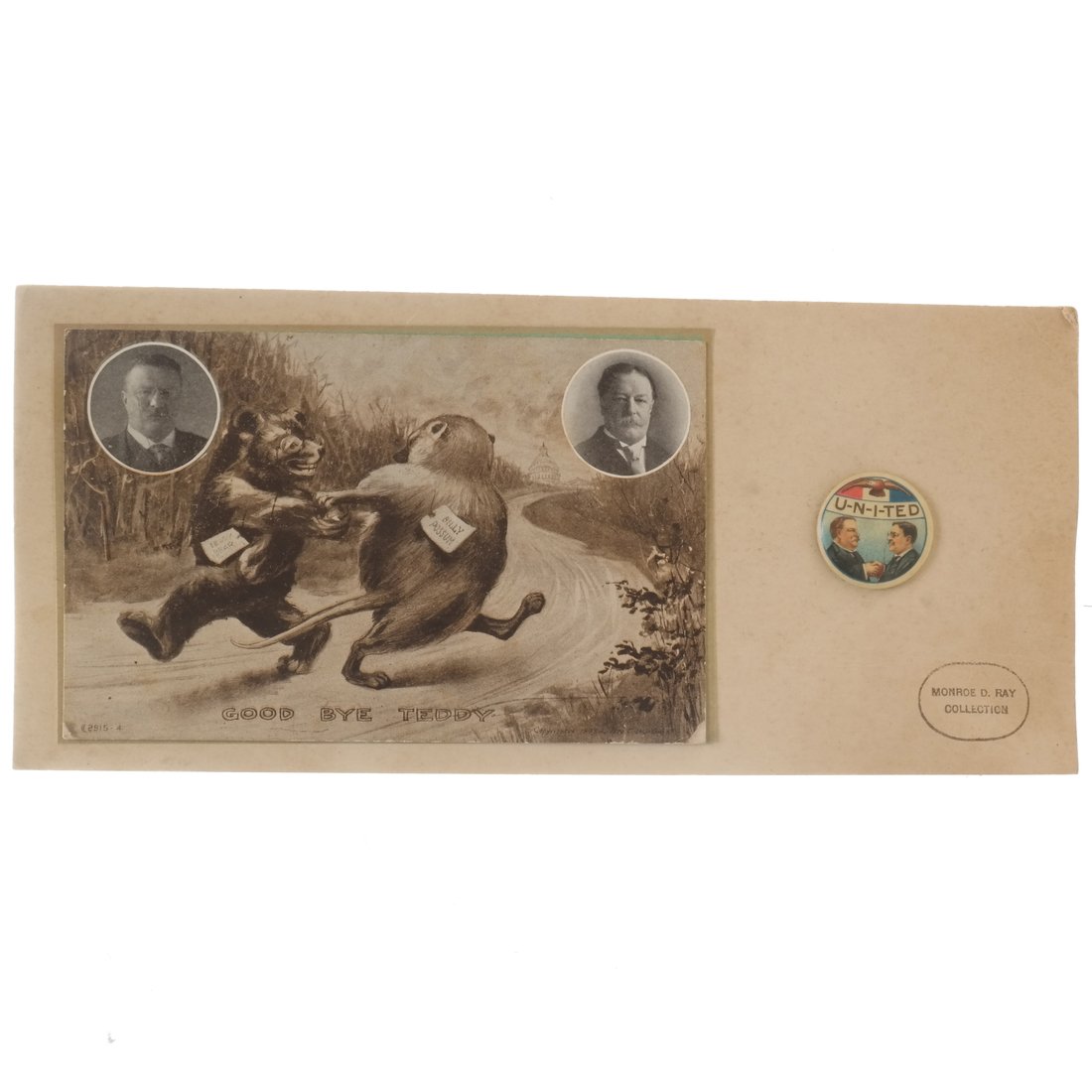 Roosevelt & Taft "U-N-I-T-E-D" Button with Postcard (1 of 4)