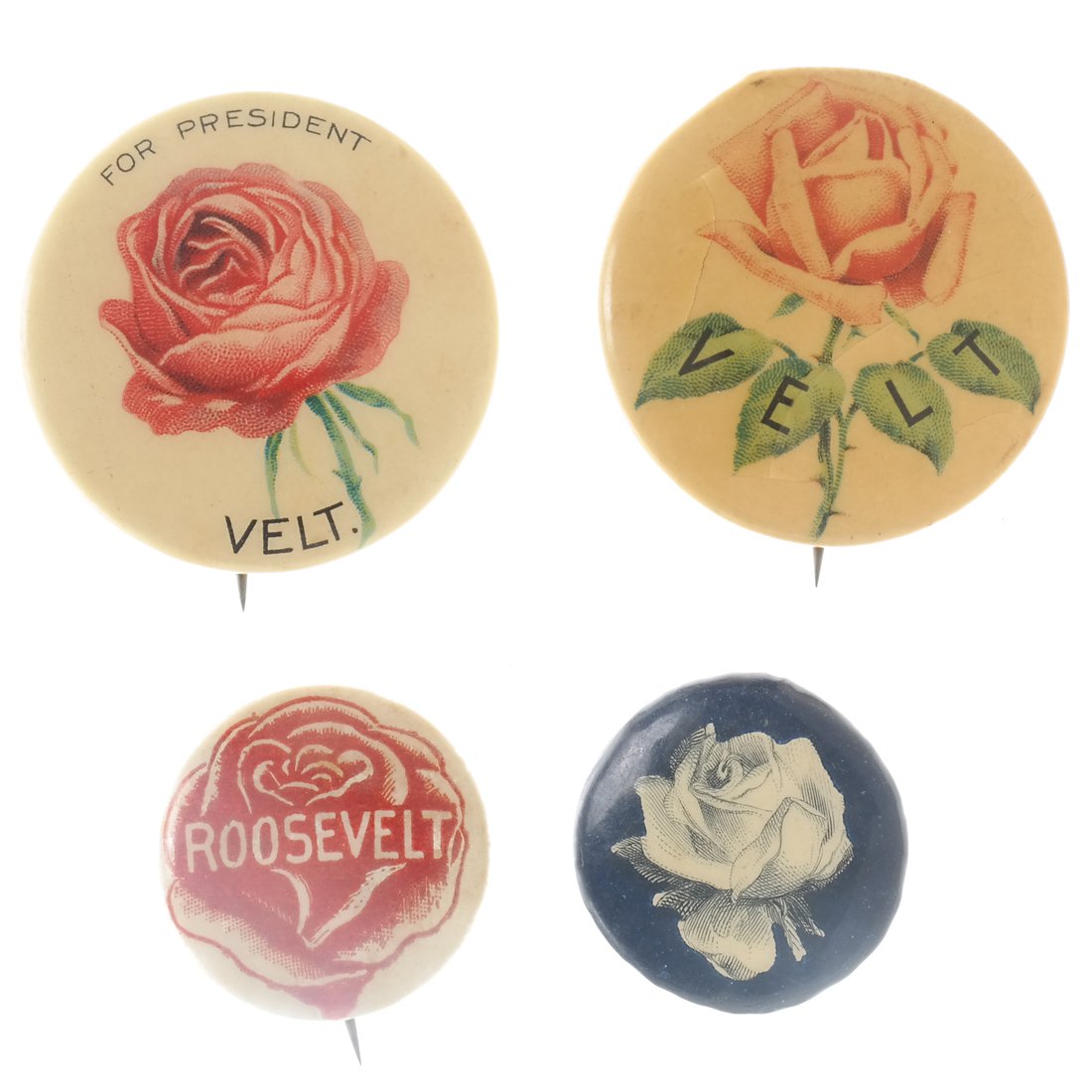 Theodore Roosevelt - Four Rebus Rose Buttons (1 of 6)
