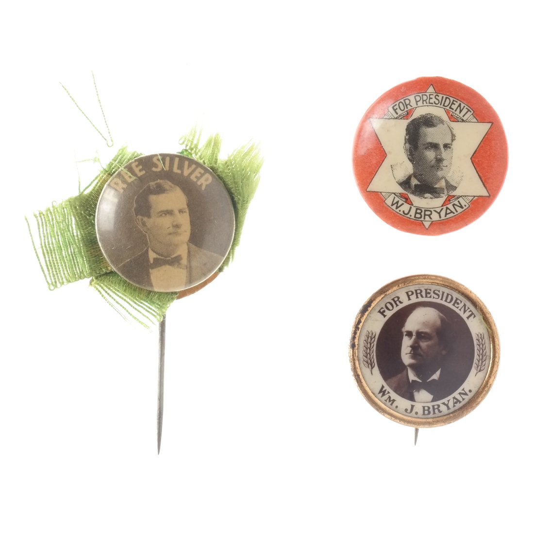William Jennings Bryan - Three Portrait Pinbacks (1 of 5)