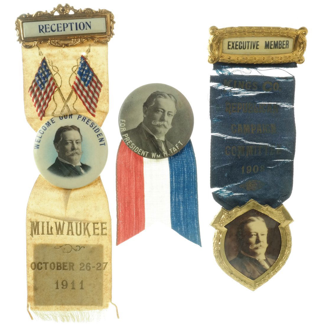 William H. Taft - Three Ribbon Badges (1 of 9)
