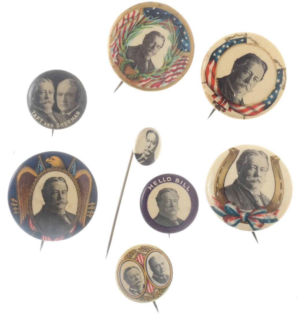 Taft & Sherman - Eight 1908 & 1912 Celluloids (1 of 5)