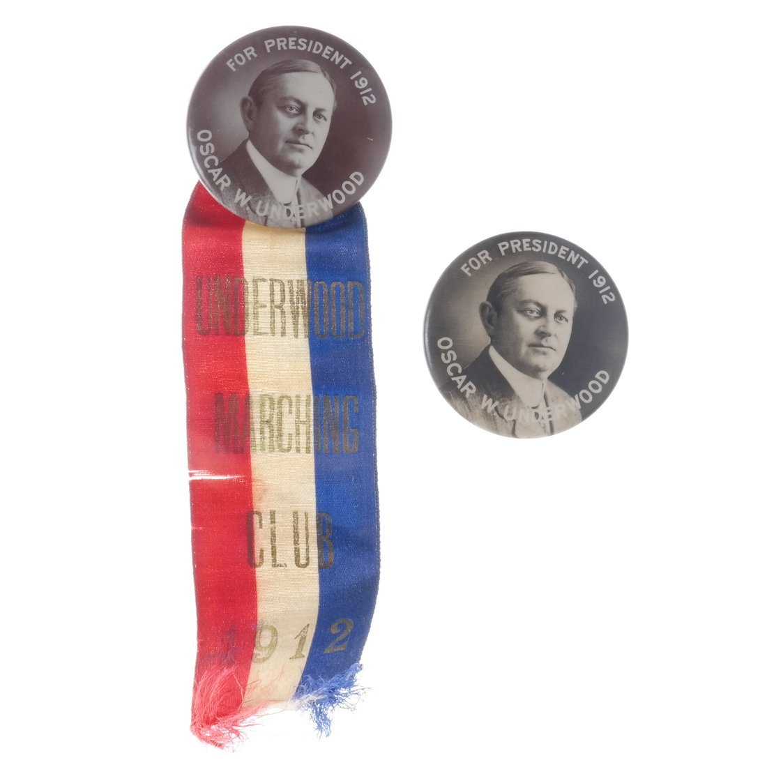 Oscar Underwood - Two 1912 Celluloid Portrait Buttons (1 of 4)