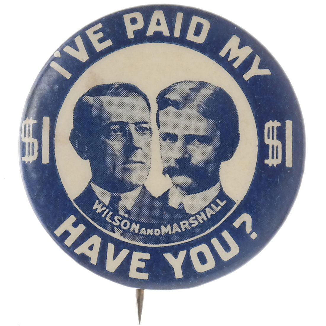 Wilson & Marshall 1912 Contributors' Celluloid Button (1 of 2)