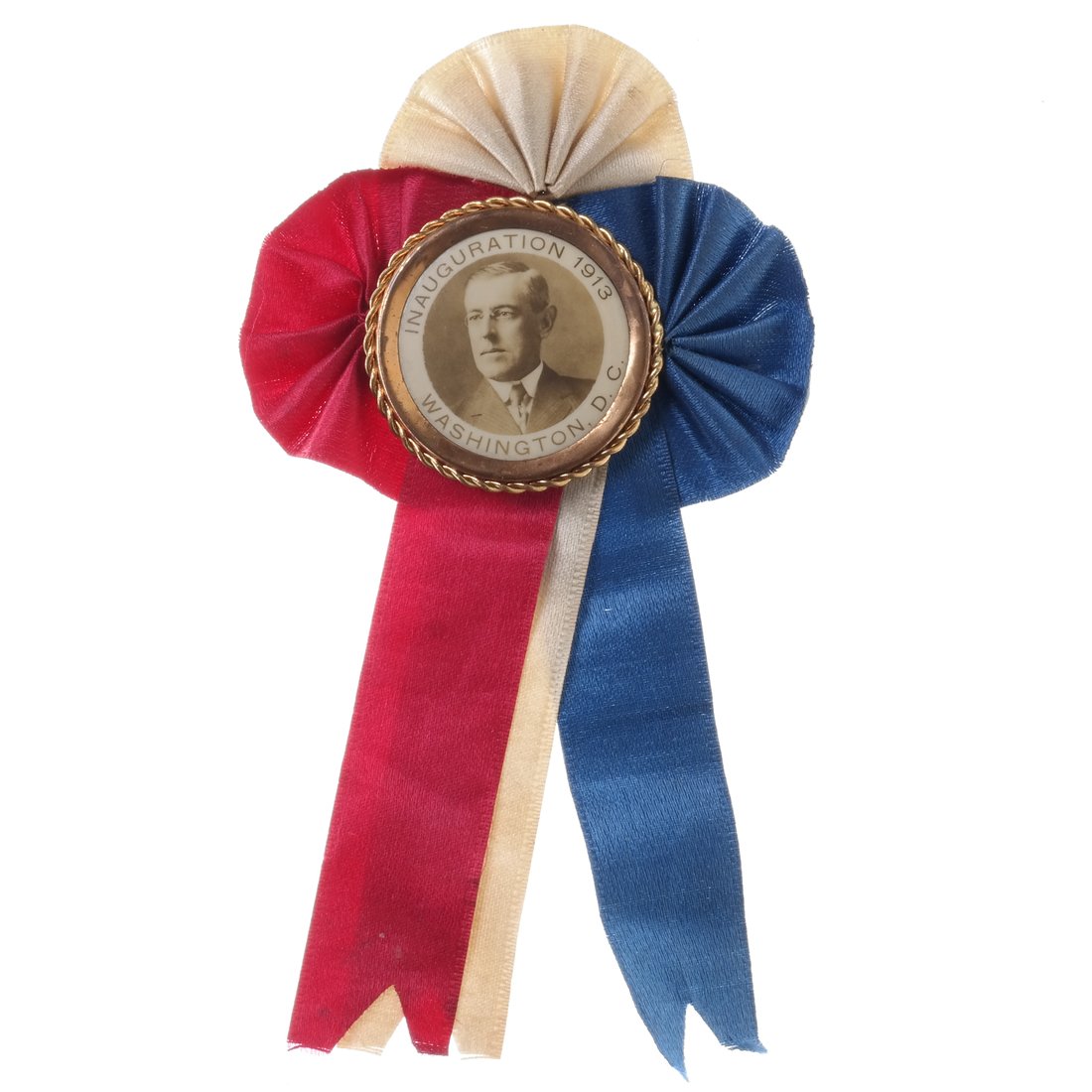 Woodrow Wilson 1913 Inaugural Pinback With Ribbons (1 of 4)