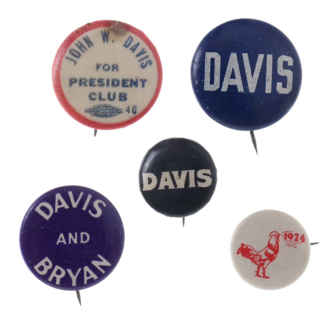 John W. Davis Five 1924 Celluloid Buttons (1 of 7)